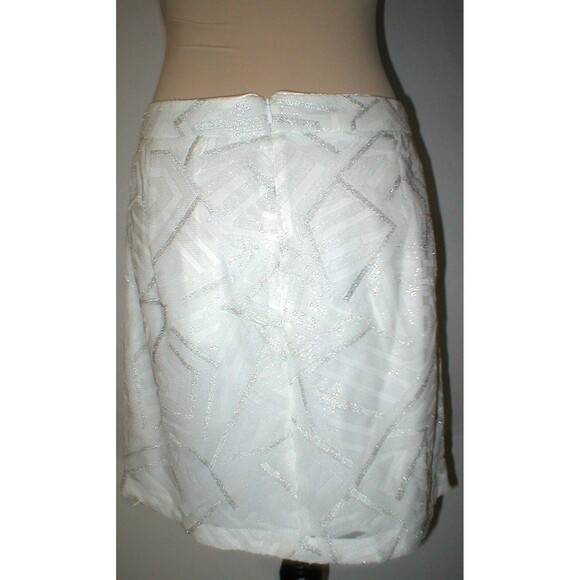 New NWT Womens Piperlime Collection White Silver Sequins Skirt S Small Party - Picture 3 of 11